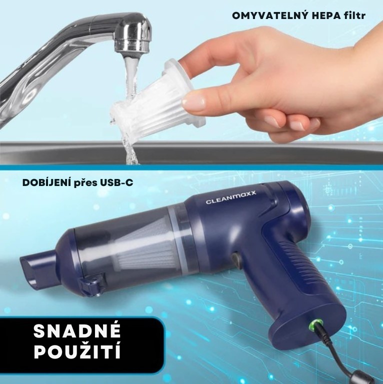 CleanMaxx AKU ruční vysavač 2v1 s funkcí foukání 16535 (2)